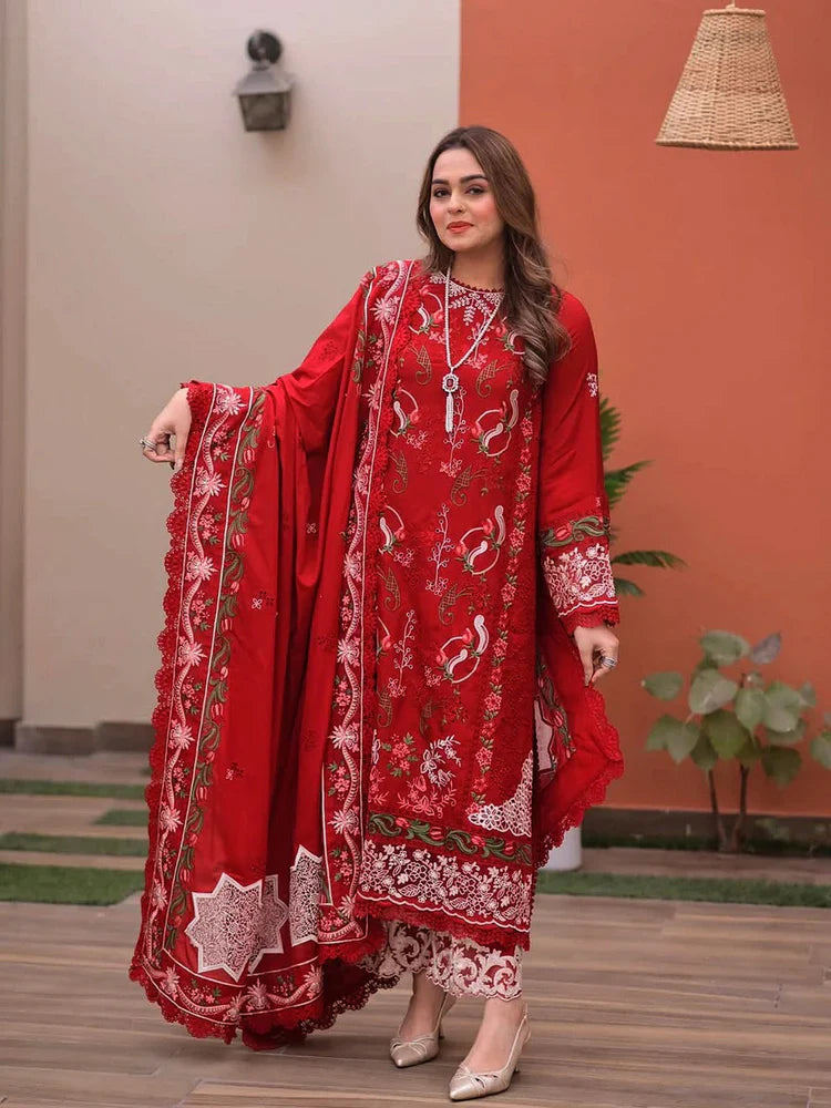 Mastorat Lawn 3PC Chikankari Embroidered Suit with Embroidered Lawn Dupatta Cod-698