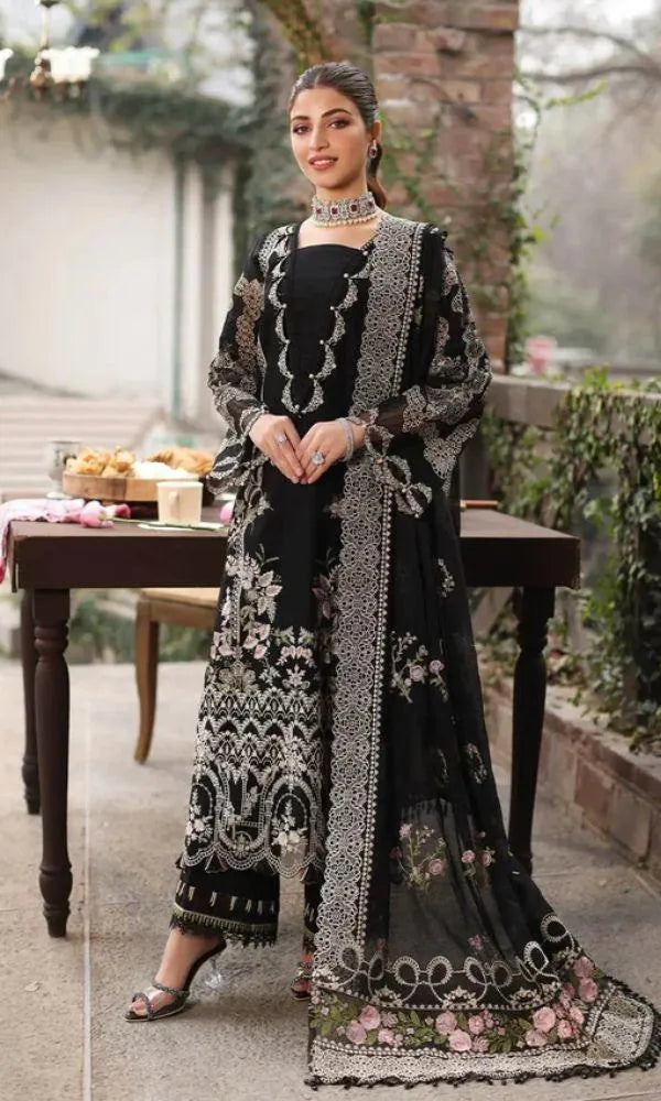 KAHF- 3PC Luxury Lawn Embroidered Suit cod-126
