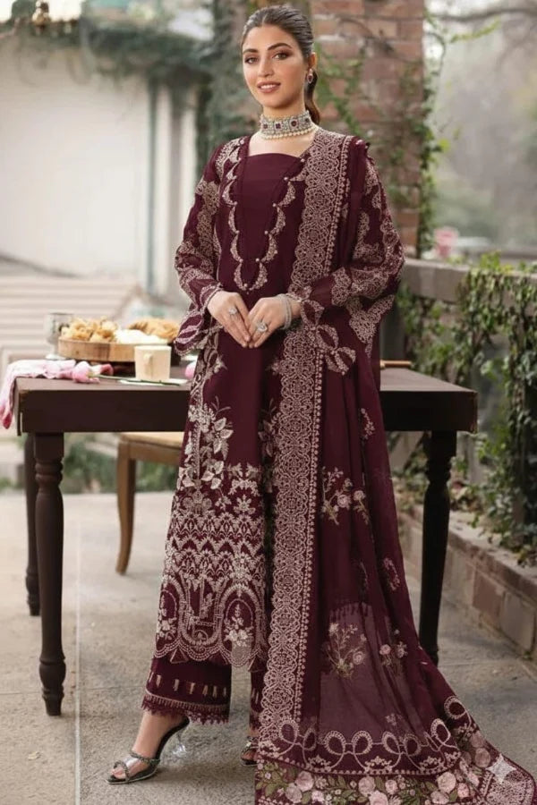 KAHF- 3PC Luxury Lawn Embroidered Suit cod-349